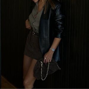 Black genuine Leather Blazer jacket